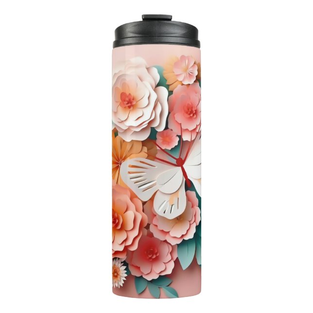 Termo Floral y mariposa -LT Rosa- Tumblador térmico delg (Anverso)