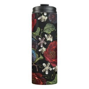 Termo Florales bordados: Patrón renacentista sin foco