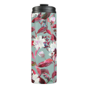 Termo Florencia floral. Flores acuarelas sin fisuras.