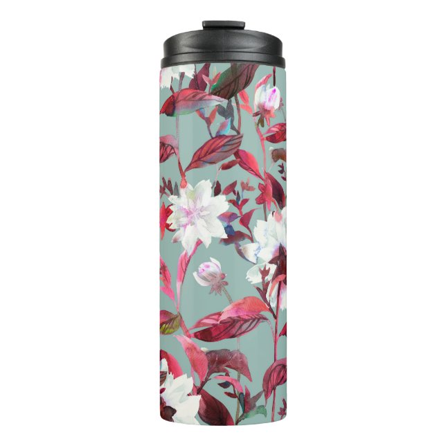 Termo Florencia floral. Flores acuarelas sin fisuras. (Anverso)