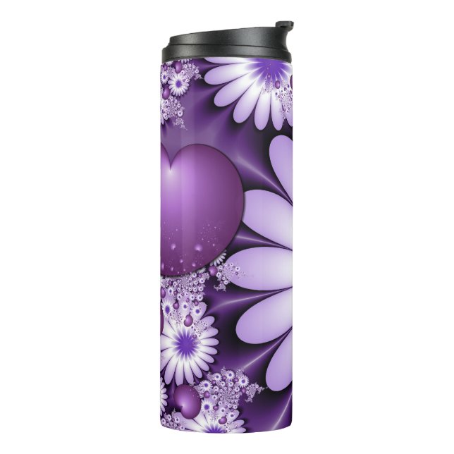 Termo Flores abstractas y fractales cardíacos en el amor (Rotado hacia la izquierda)