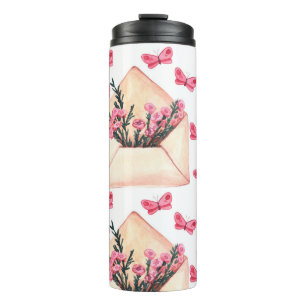 Termo Flores acuarelas en sobres: patrón sin costura