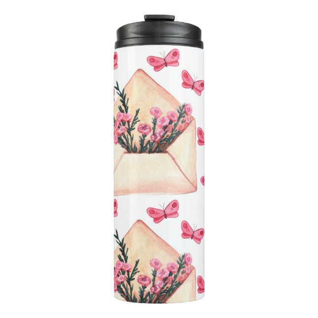 Termo Flores acuarelas en sobres: patrón sin costura (Anverso)