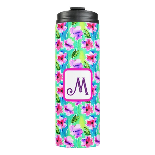 Termo Flores acuarelas monogramadas (Anverso)