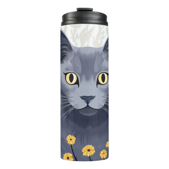 Termo Flores amarillas de gato azul ruso (Anverso)