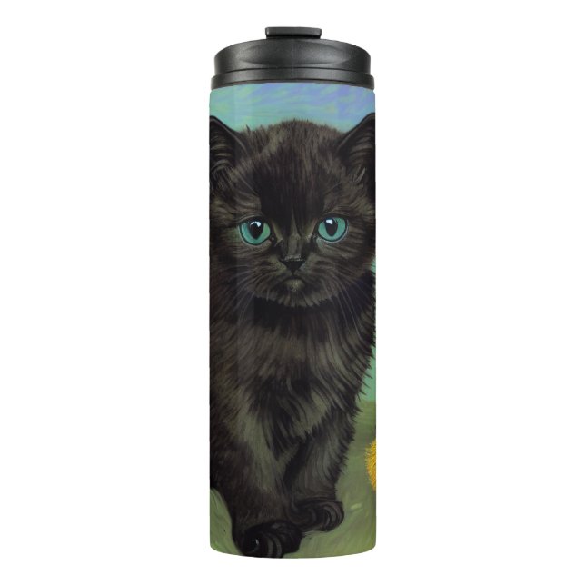 Termo Flores amarillas de gato negro Van Gogh (Anverso)