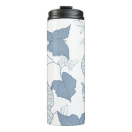 Termo Flores azules japonesas de fondo blanco