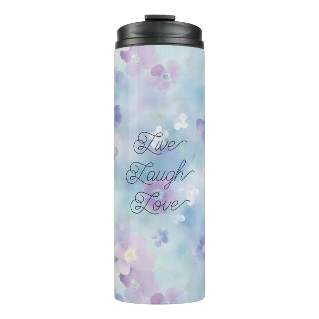 Termo Flores Azules Lila Blancas Purpura (Anverso)