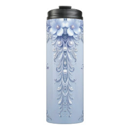 Termo Flores Azules Ornamentadas con Perlas