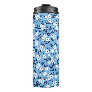 Termo Flores azules y blancas: vintage