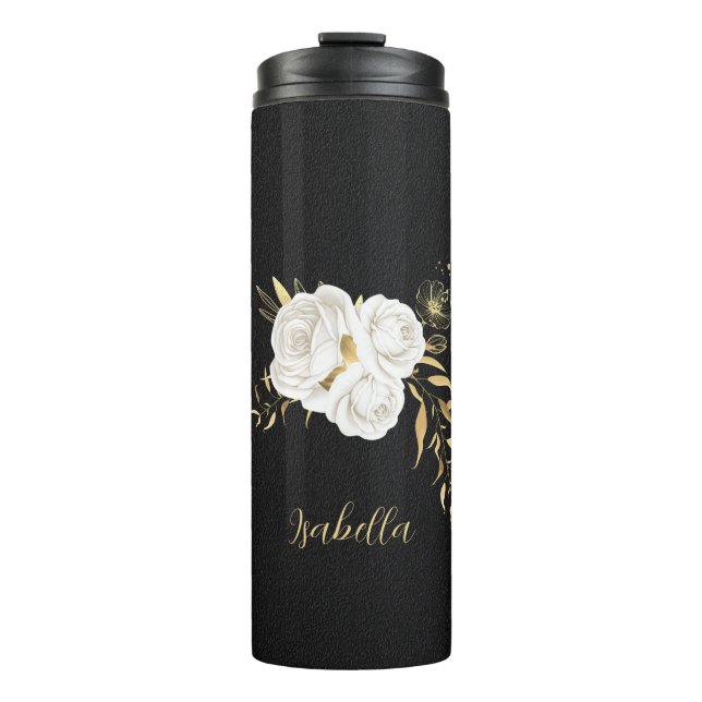 Termo flores blancas hojas de oro (Anverso)