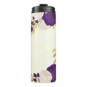 Termo flores blancas moradas botánico oro