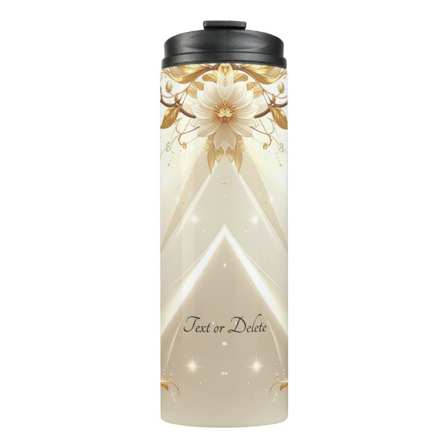 Termo Flores Blancas y Doradas (Anverso)