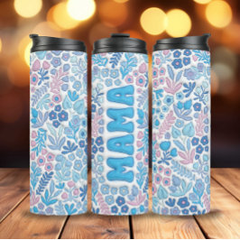 Termo Flores Blue Boho Flores 3D infladas mamá