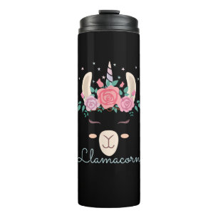 Termo Flores Bonitas Lamacorn Llama Unicornio Kawaii Flo