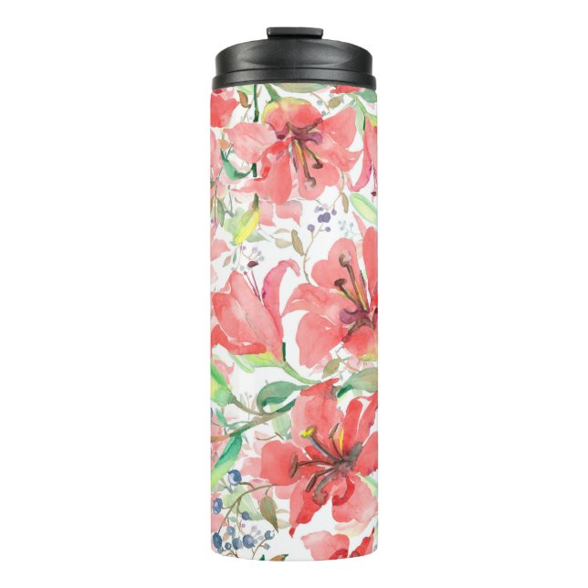 Termo Flores botánicas con pájaro. Muelle salvaje l (Anverso)