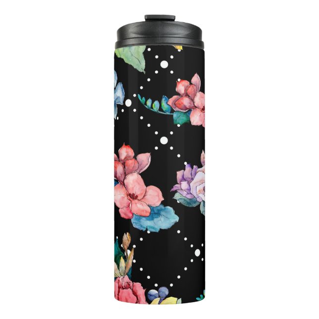 Termo Flores botánicas de flores de caracol. Hojas salva (Anverso)