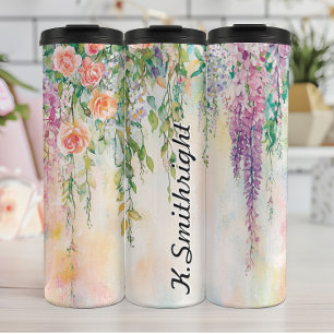 Termo Flores colgantes de acuarela con Rosas