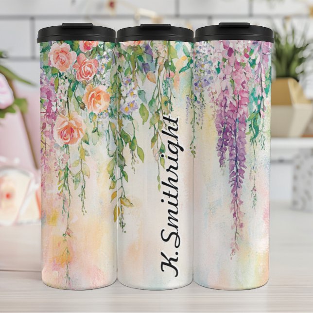 Termo Flores colgantes de acuarela con Rosas (Subido por el creador)