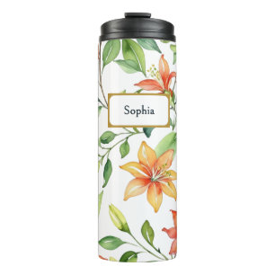 Termo Flores de Acuarela Elegantes Bonitas Personalizada