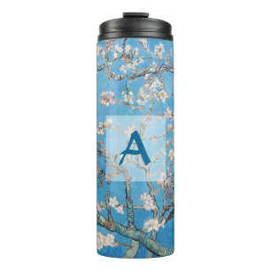 Termo Flores de almendra Monograma de arte Blue Vincent 