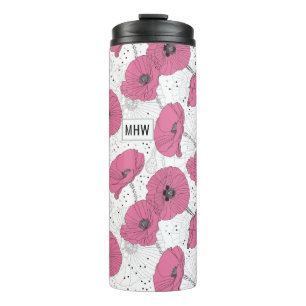 Termo Flores de amapola personalizado monograma tumbler