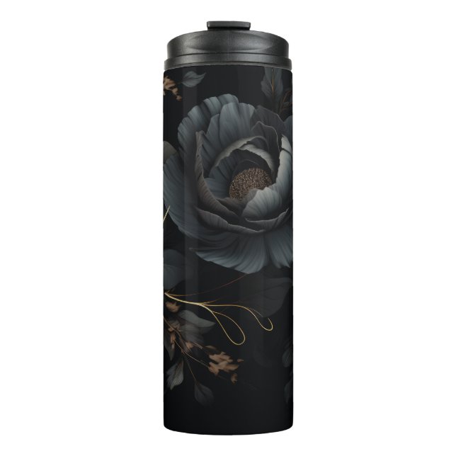 Termo Flores de blanco y negro (Anverso)