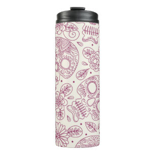 Termo Flores De Calavera: Día Mexicano Sin Maravillas.