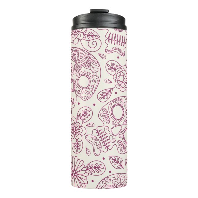 Termo Flores De Calavera: Día Mexicano Sin Maravillas. (Anverso)