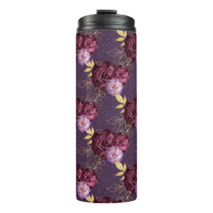 TERMO FLORES DE COLOR DE AGUA ROSA Y DE BURGUNA