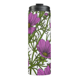 Termo Flores de cosmos violetas
