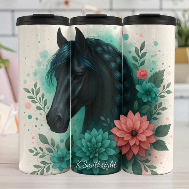 Termo Flores de Crin Trenzada de Caballo Negro (Subido por el creador)