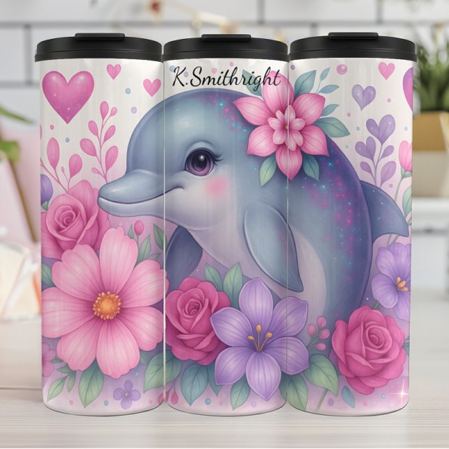 Termo Flores de delfines mullidas de corazón esparcen (Subido por el creador)