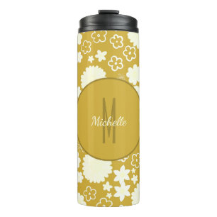TERMO FLORES DE FLORES DE ORO ELEGANTES MONOGRAM GOLDEN 