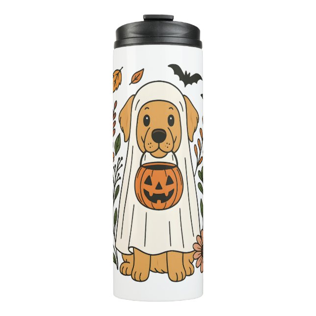 Termo Flores de Halloween Golden Retriever (Anverso)