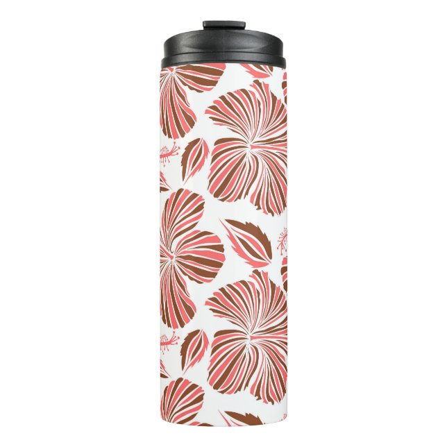 Termo Flores de hibisco hawaiano: estilo tropical marrón (Anverso)