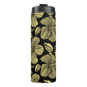 Termo Flores de hibiscos tropicales sin costura