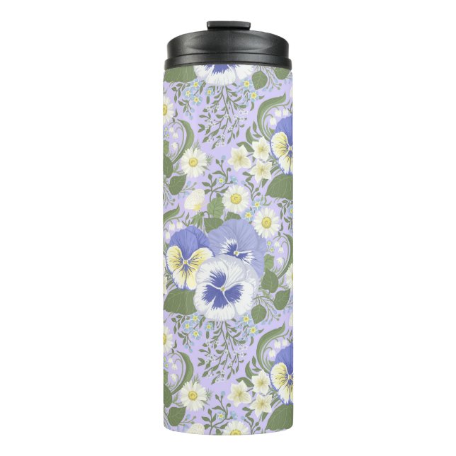 Termo Flores de jardín de primavera sobre lavanda (Anverso)