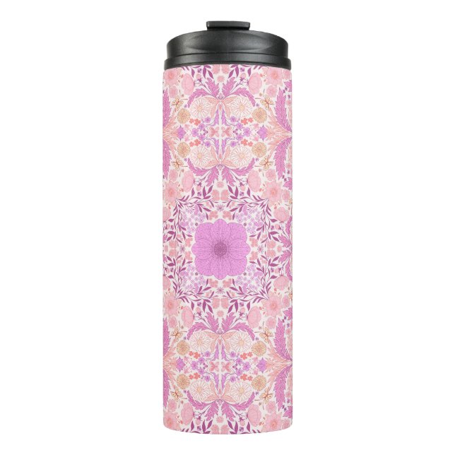 Termo Flores de jardín retro en rosa (Anverso)