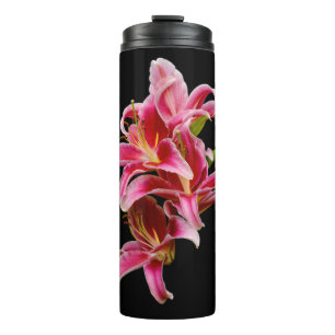 Termo Flores de lirios orientales rosados elegantes