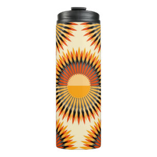 Termo Flores de Marfil Naranja Estrellas Patrón