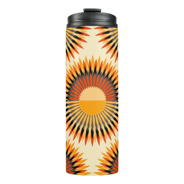 Termo Flores de Marfil Naranja Estrellas Patrón (Anverso)