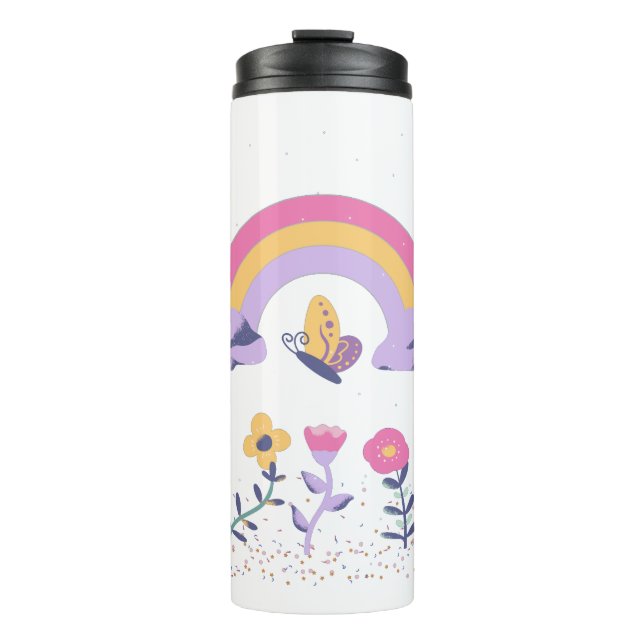 Termo Flores de nubes de mariposa arco iris (Anverso)