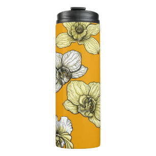 Termo Flores de orquídea amarilla y blanca