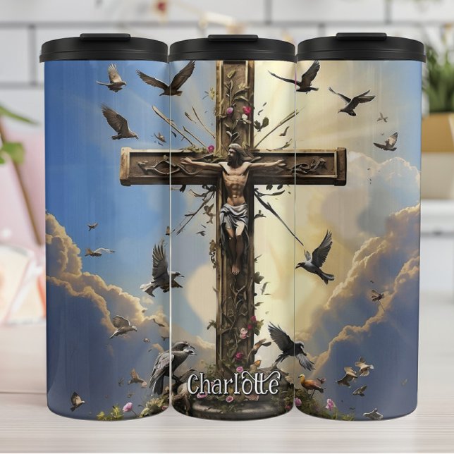 Termo Flores de palomas que cruzan Cristo (Subido por el creador)