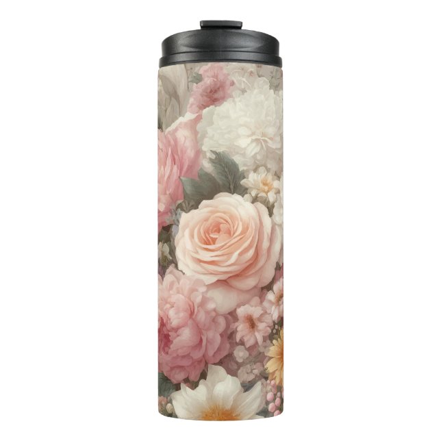 Termo Flores de Pastel Shabby Chic Rosa Floral  (Anverso)