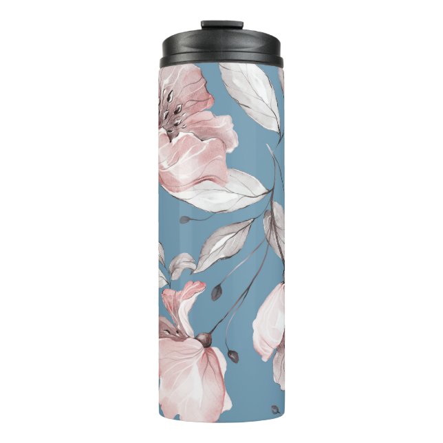 Termo Flores de primavera, hojas, diseño sin fisuras (Anverso)
