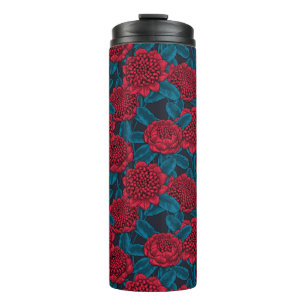 Termo flores de waratah rojas