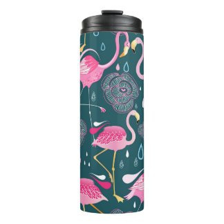 Termo Flores Flamingos: Gráfica Oscura Sin Maravillas.