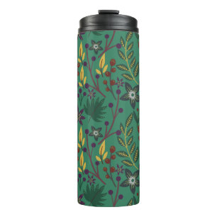 Termo Flores florales sin costura de fondo verde